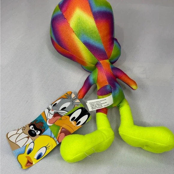 NWT Toy Factory 9” Looney Tunes Tweety Bird Rainbow Tie Dye Plush - Picture 2 of 2